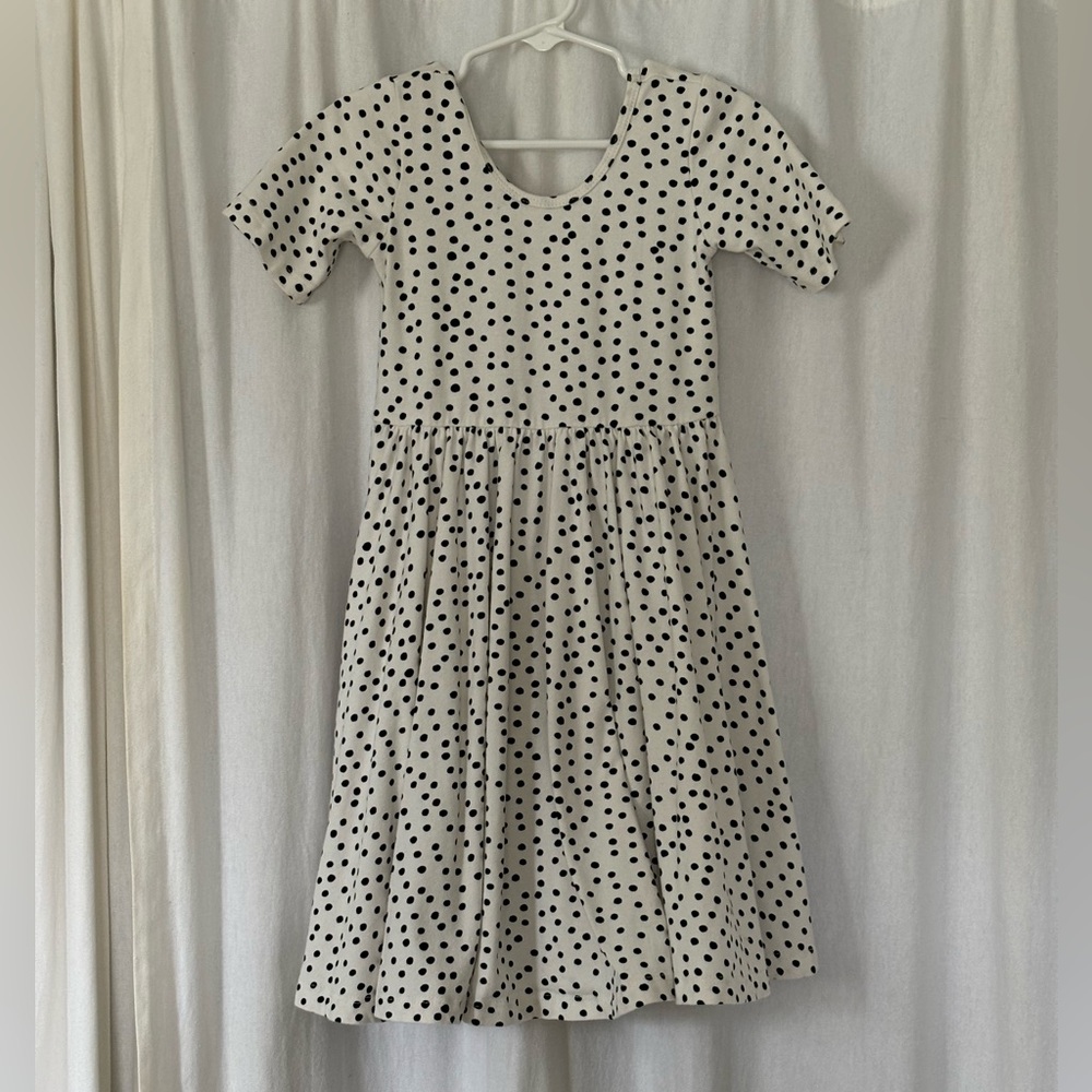 Alice + Ames Short sleeve ballet dress in ivory dot